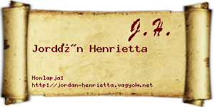 Jordán Henrietta névjegykártya