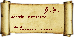 Jordán Henrietta névjegykártya